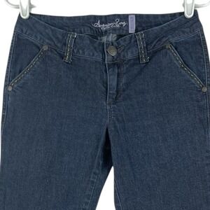 American Rag Cie Women Navy Denim Trouser Pants Sz 7R Wide Leg Stretch Low Rise